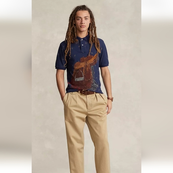 Polo Ralph Lauren Men's Classic-fit Saddle-print Mesh Polo Shirt In Newport Navy - Picture 2 of 16